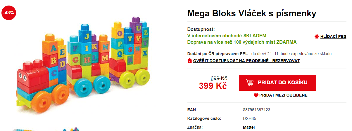 Stavebnice Mega Bloks First Builders vláček
