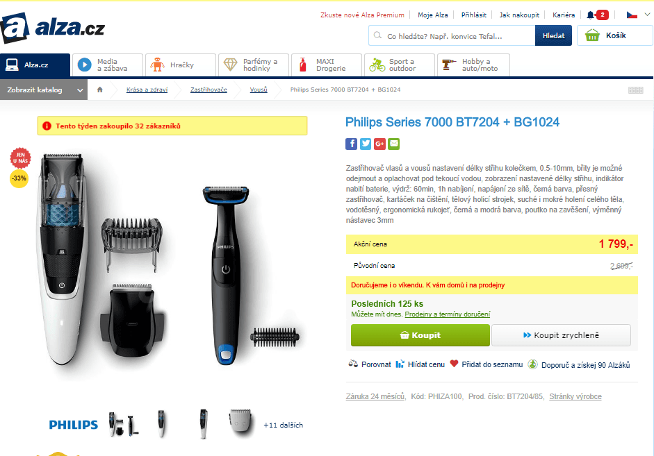 Zastřihovač vlasů a vousů Philips + trimmer