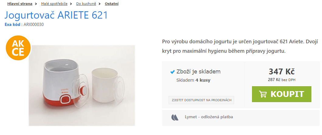 Jogurtovač Ariete 621, 1 litr