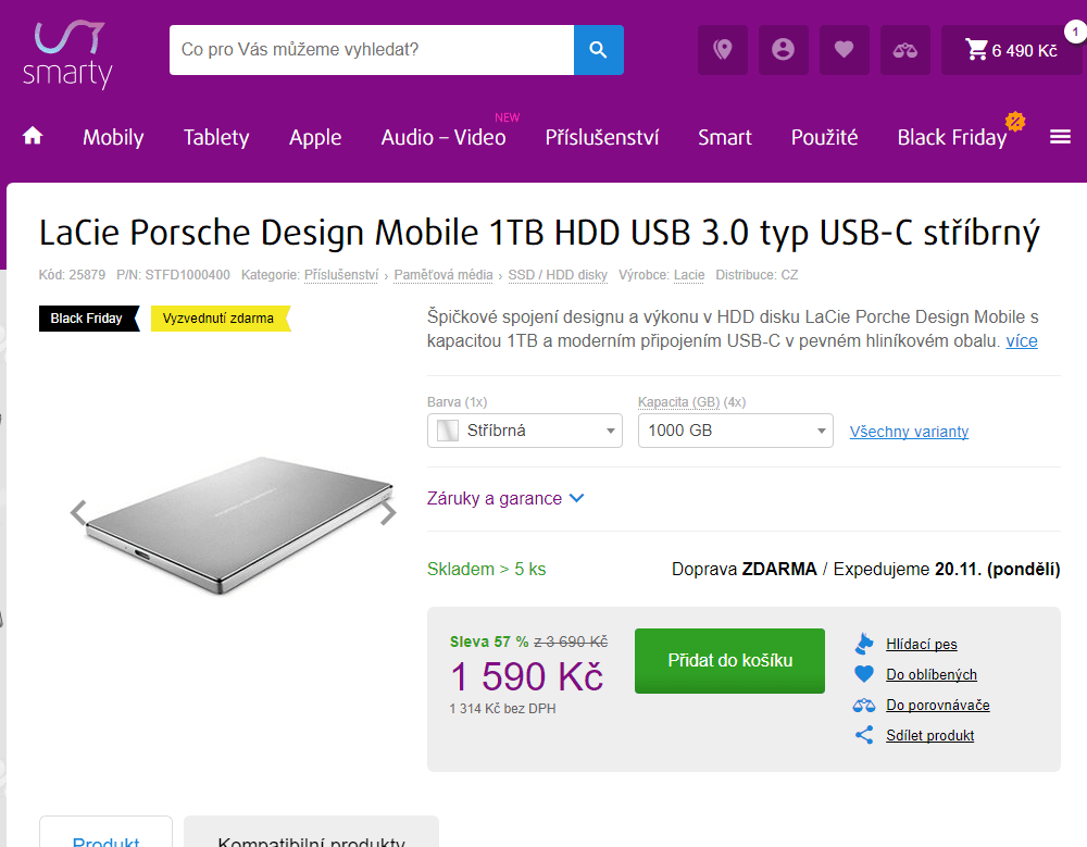 Externí disk 1TB LaCie Porsche Design