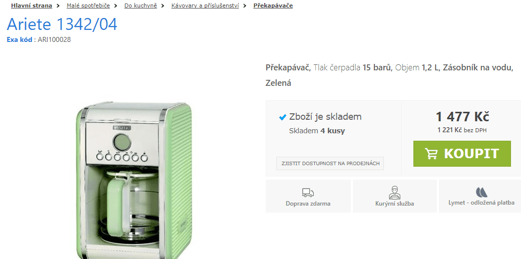 Kávovar Ariete Vintage + doprava zdarma