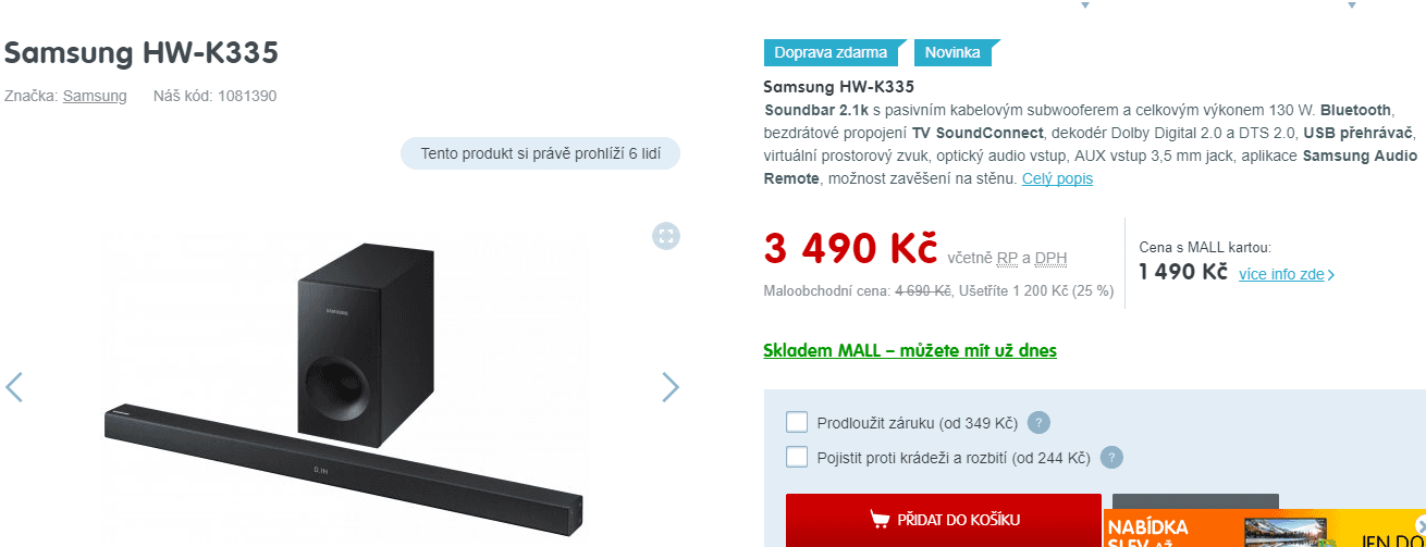 Soundbar Samsung, BT, subwoofer, 130W