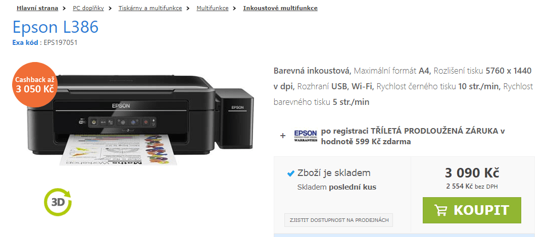 Multifunkce Epson, barva, ink., Wifi