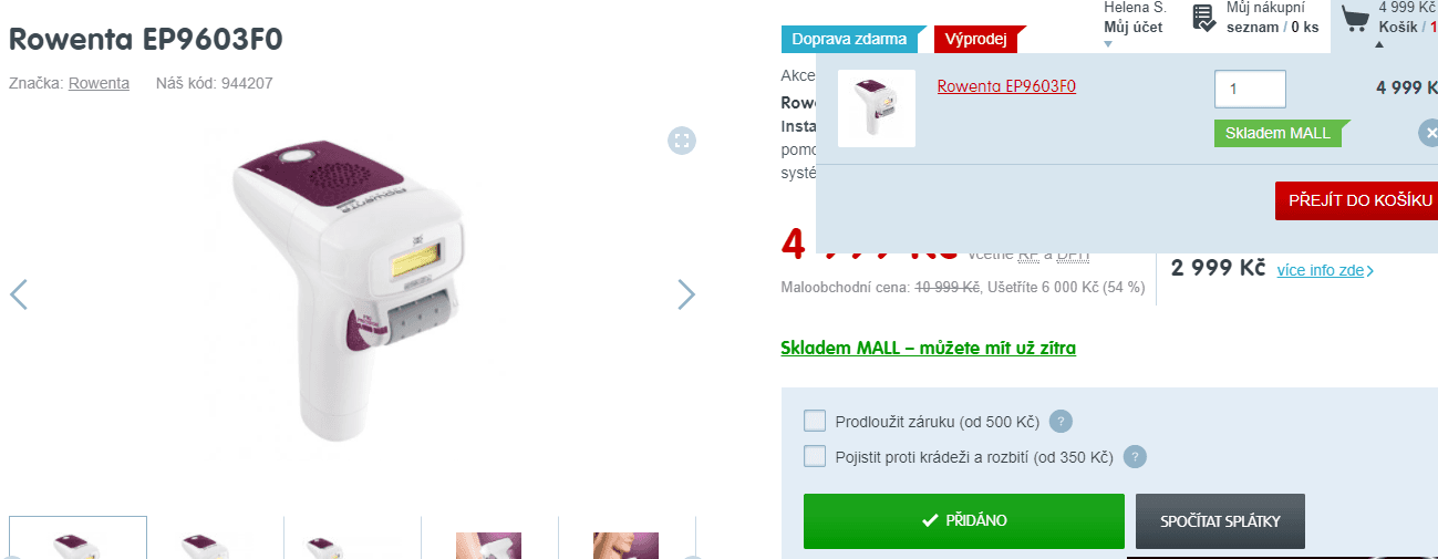Epilátor Rowenta IPL Instant Soft