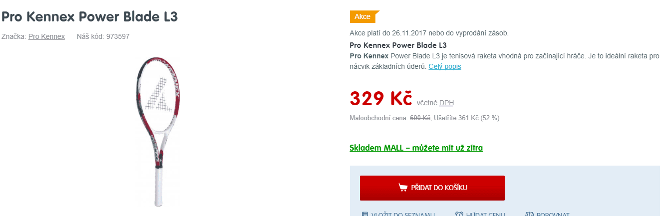Tenisová raketa Pro Kennex Power Blade L3 