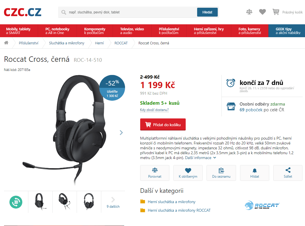 Multiplatformní herní headset Roccat Cross