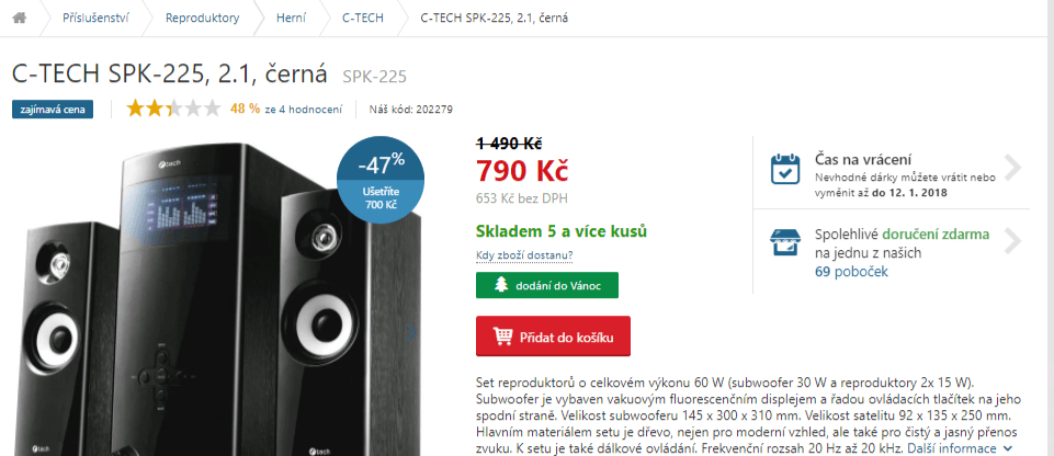Reproduktory C-TECH SPK-225, 2.1