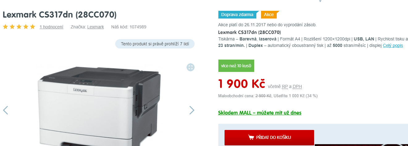 Laserová, barevná tiskárna Lexmark
