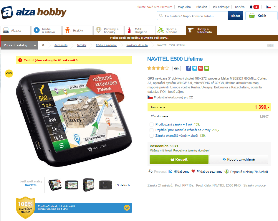 Navigace Navitel E500 Lifetime