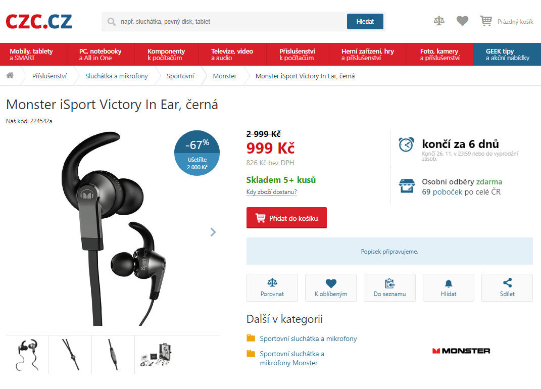 Sportovní sluchátka Monster iSport Victory