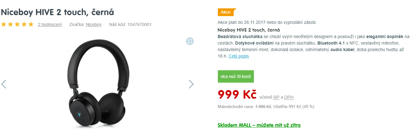 Bezdrátová sluchátka Niceboy HIVE 2