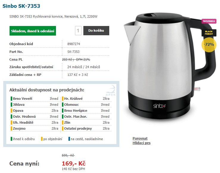 Rychlovarná konvice SINBO SK 7353