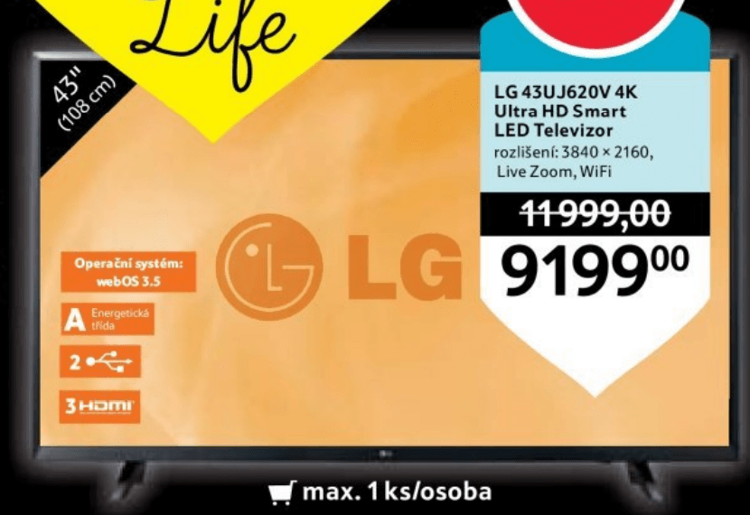 Ultra HD TV, HDR, Smart, 108 cm, LG