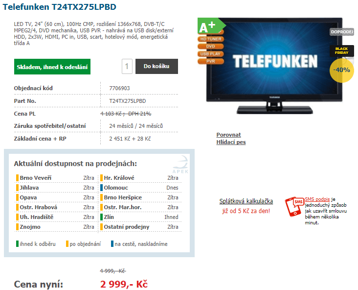 LED TV, PC monitor, 60cm, DVD, Telefunken