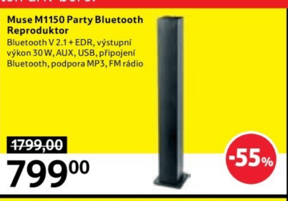 BT reproduktor Muse, FM rádio, 30W