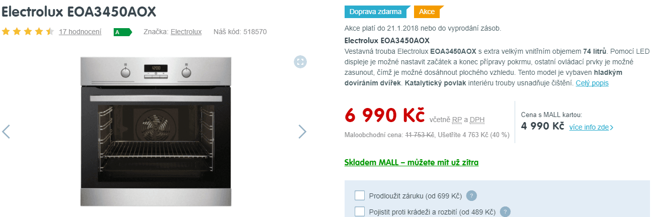 Vestavná el. trouba Electrolux, gril
