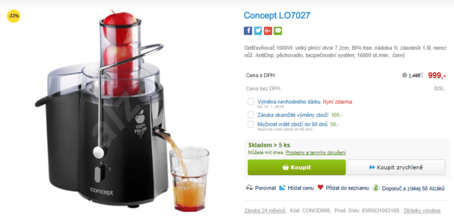 Odšťavňovač Concept, 1000W