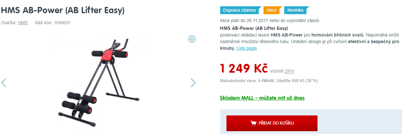 Posilovač břišních svalů AB-POWER HMS