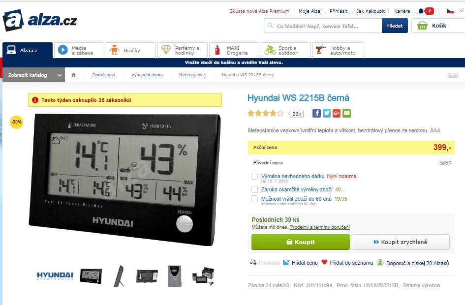 Meteostanice Hyundai WS 2215B