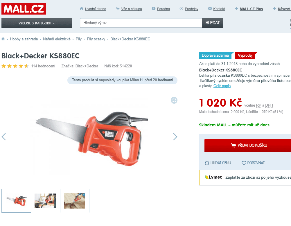 Elektrická pila ocaska Black&Decker