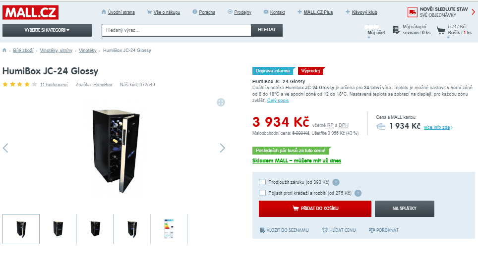 Vinotéka Humibox, 2 zóny, 24 láhví