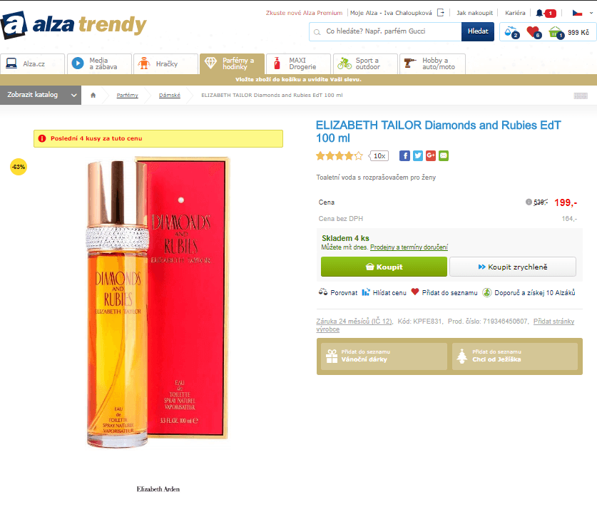 Elizabeth Taylor Diamonds and Rubies EdT 100ml