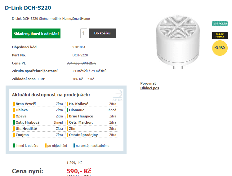 Domácí siréna D-Link DCH-S220, Wifi