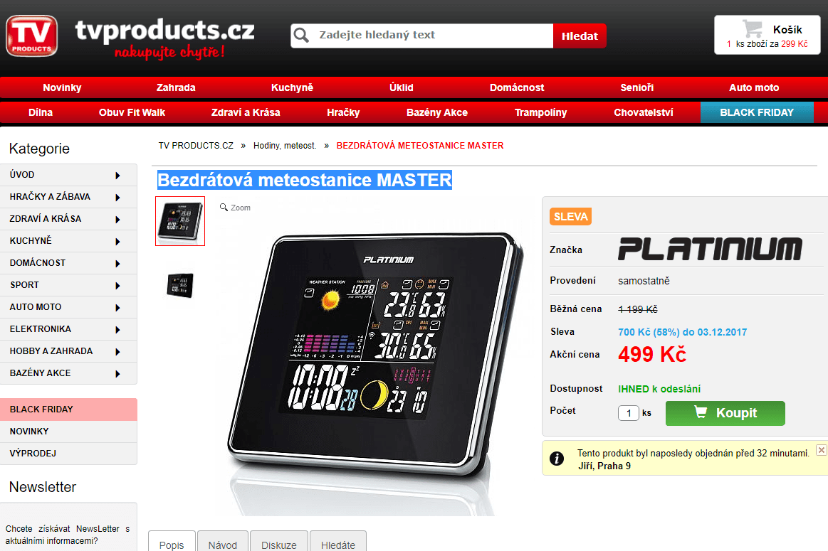 Bezdrátová meteostanice Platinium
