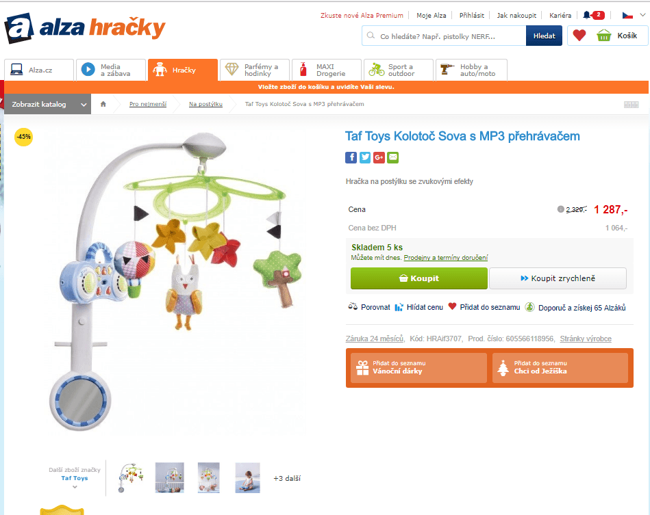 Taf Toys Kolotoč Sova s MP3 přehrávačem
