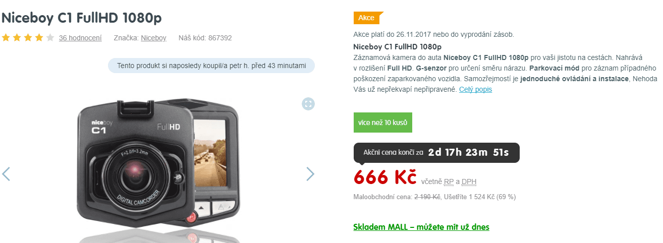 Autokamera Niceboy C1, full HD