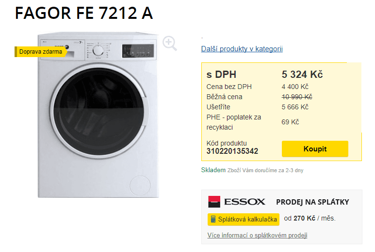 Pračka Fagor, 7kg, 1200 ot., A+++