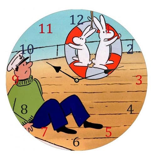 Dětské dřevěné hodiny Bob a Bobek 34 cm