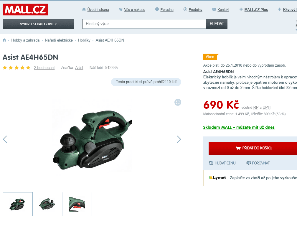 Elektrický hoblík Asist AE4H65DN