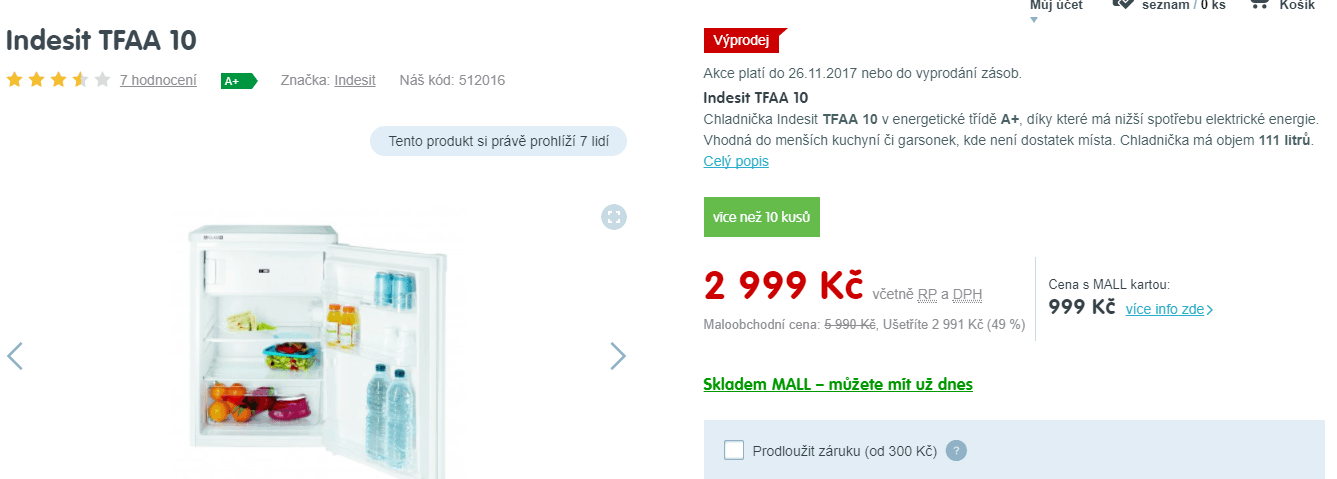 Lednice s mrazničkou Indesit, 85cm