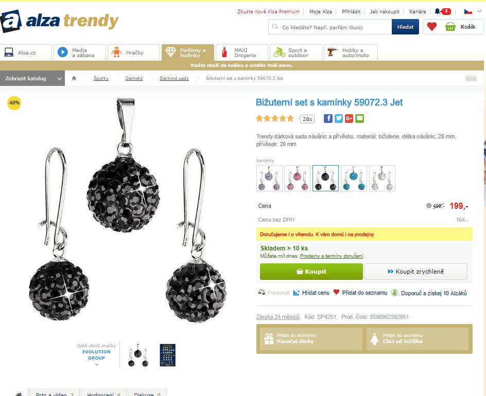 Sada náušnic a přívěsku s kamínky