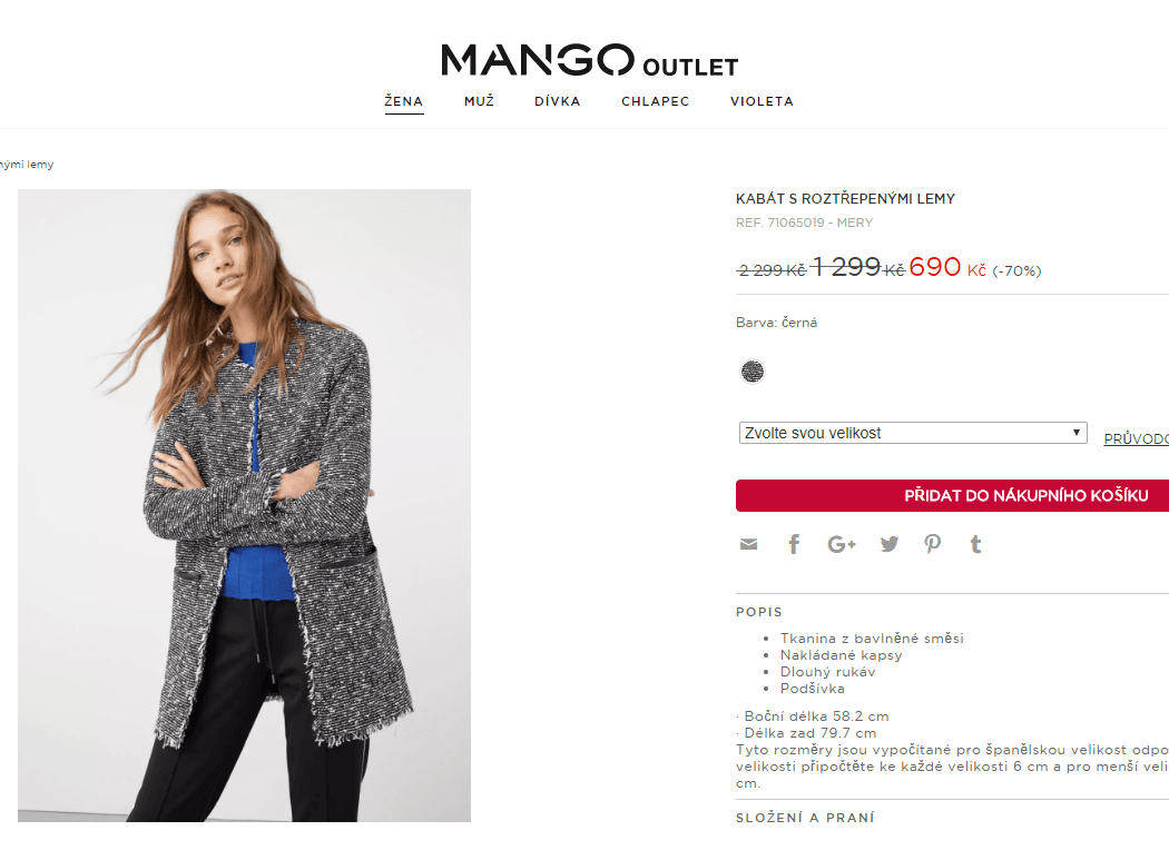 Extra sleva 70% v Mango Outletu