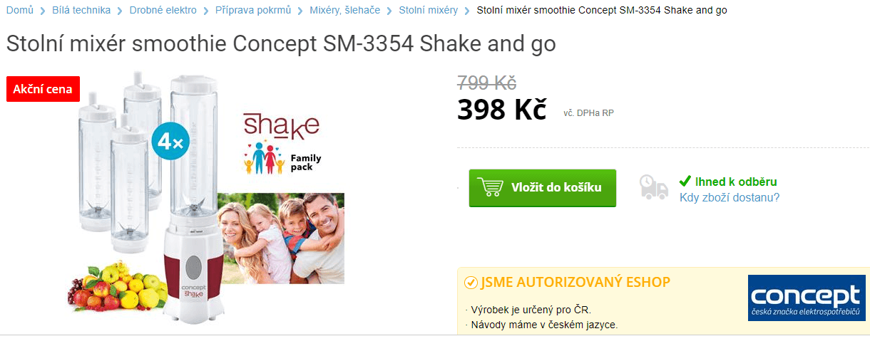 Smoothie mixér Concept, 4 láhve