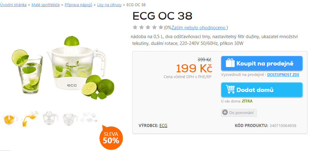 Elektrický lis na citrusy ECG