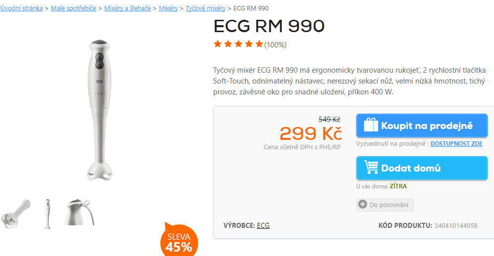 Tyčový mixér ECG RM 990