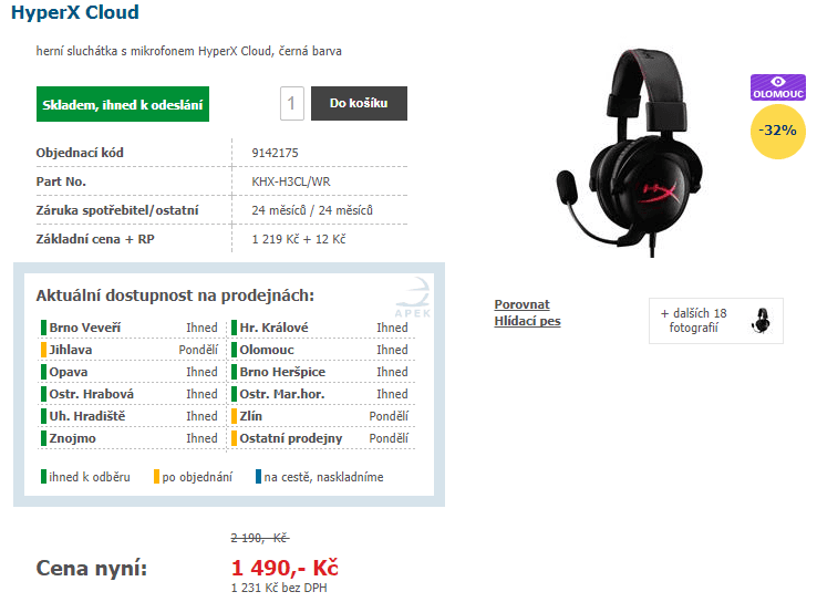 Sluchátka HyperX KHX-H3CL/WR 