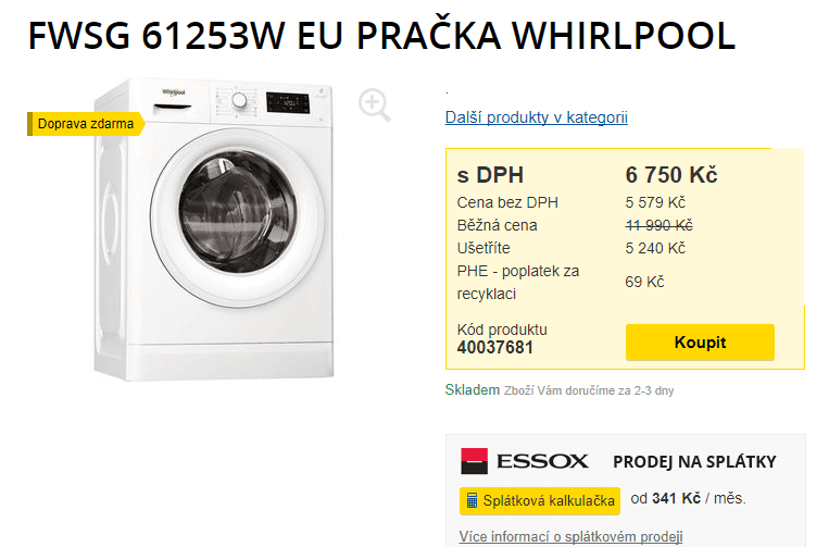 Whirlpool, 6kg, 1200 ot., A+++