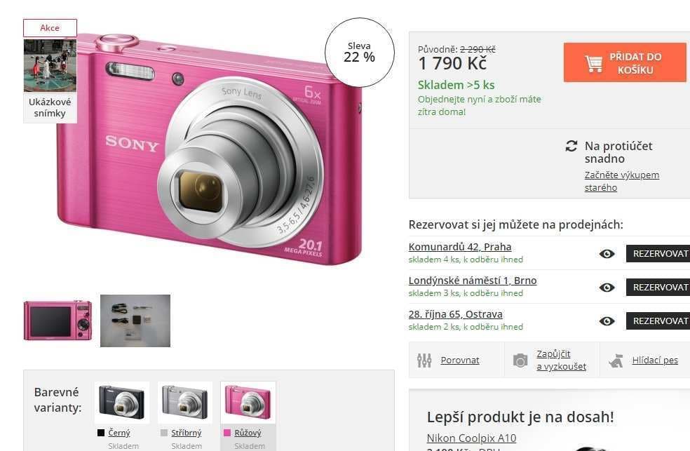 Foťák Sony W810, 20 MPx, stabilizace