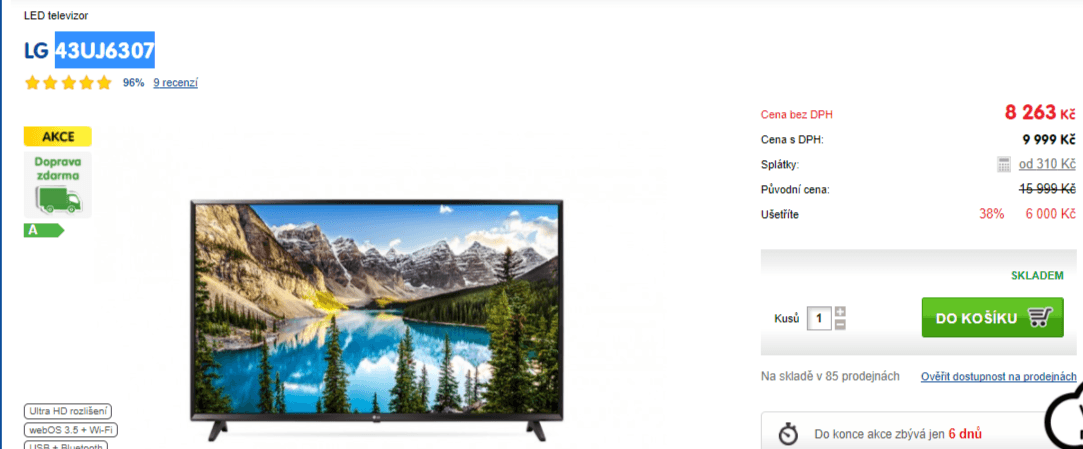 Ultra HD TV, Smart, 108 cm, LG