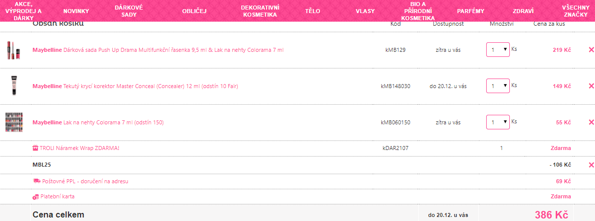 Sleva 25% na značku Maybelline + dárek