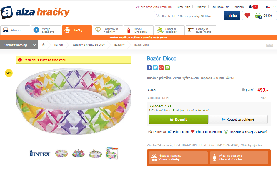 Dětský bazén Disco 229x56 cm