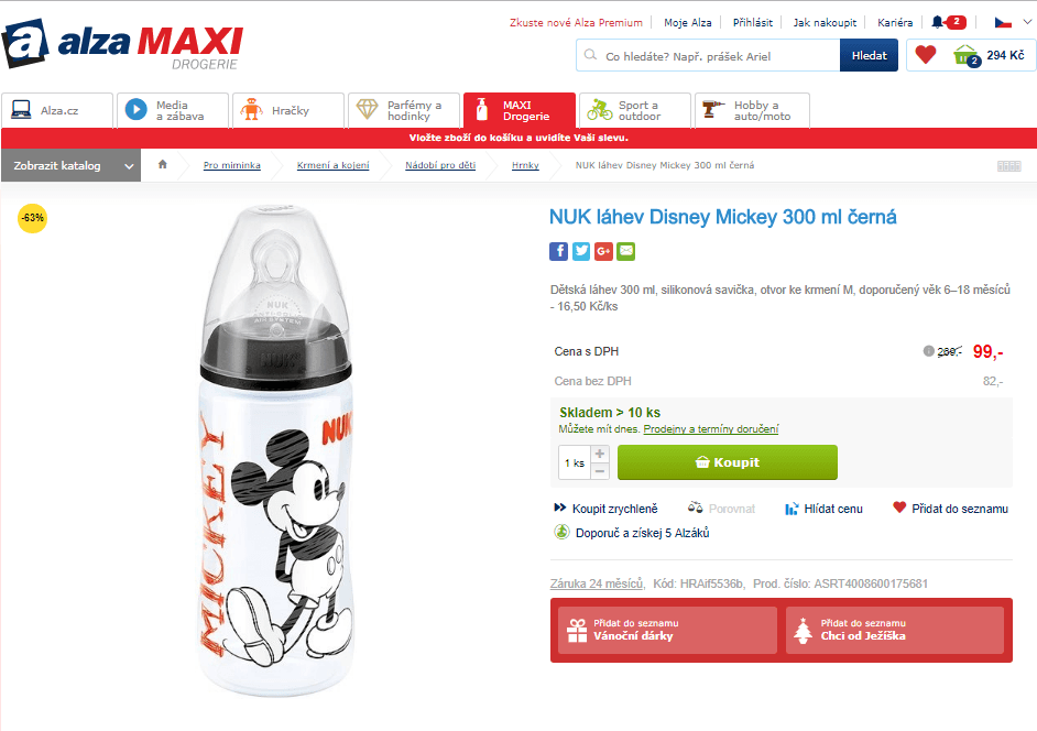 NUK láhev Disney 300 ml - 6 -18 měs.