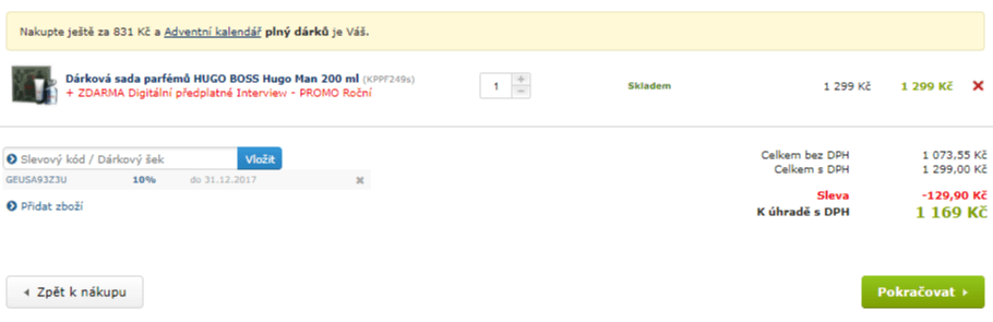 Dárkové balení Hugo Boss, 200ml parfém + 100ml gel