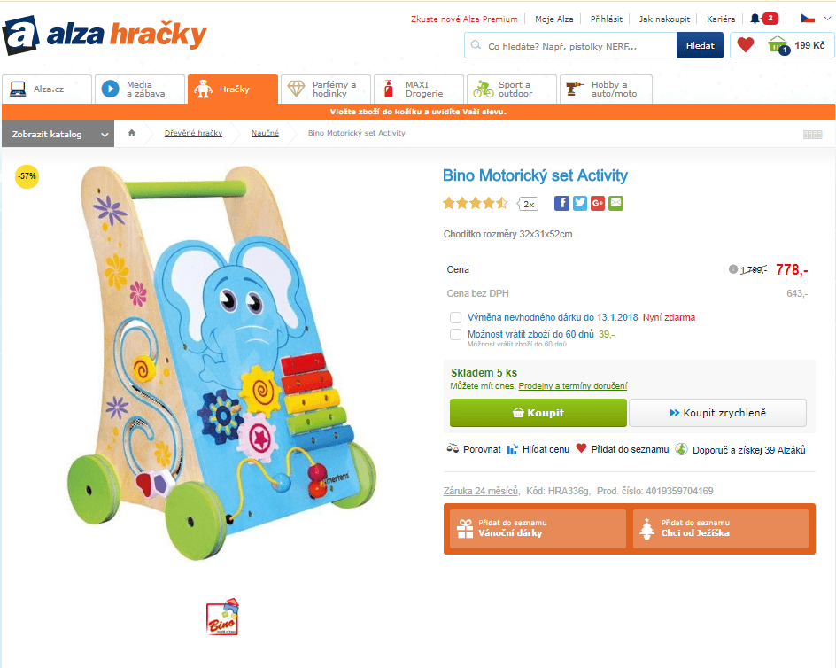 Chodítko Bino Motorický set Activity