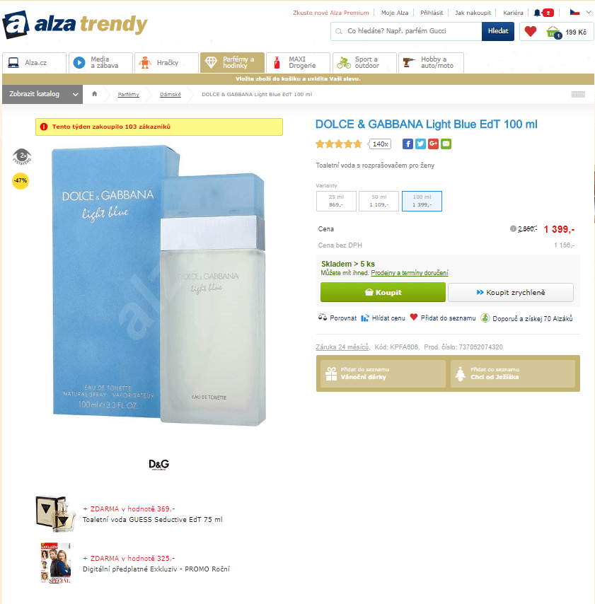 Dolce & Gabbane 100 ml + Guess 75 ml