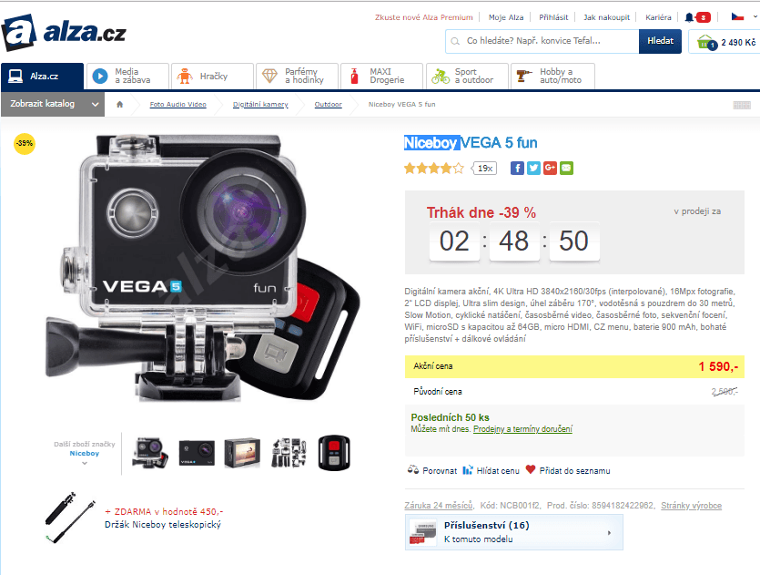 Akční kamera Niceboy VEGA 5 Fun + ovladač
